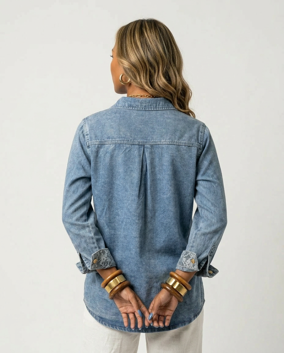Radiant Rhinestone Denim Shirt