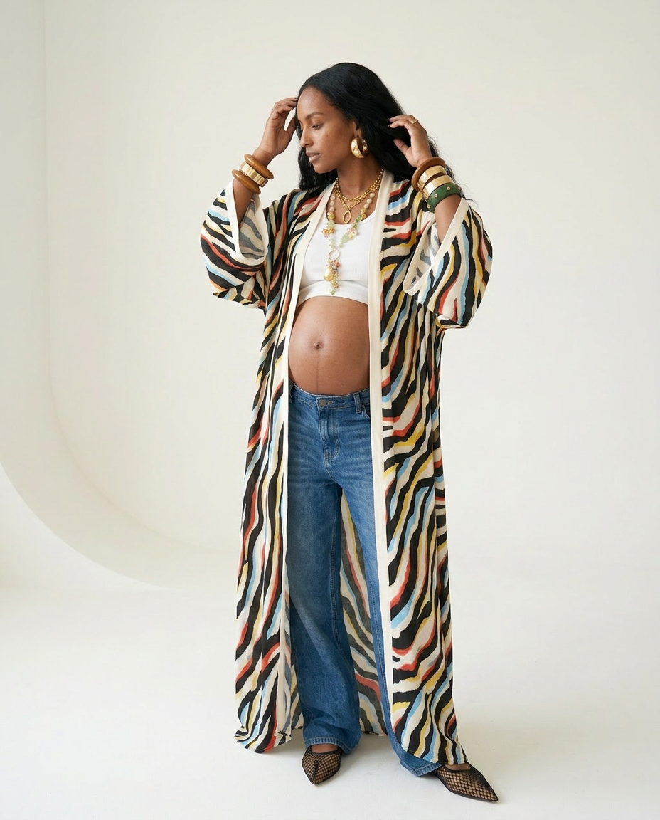 Vibrant Printed Maxi Kimono