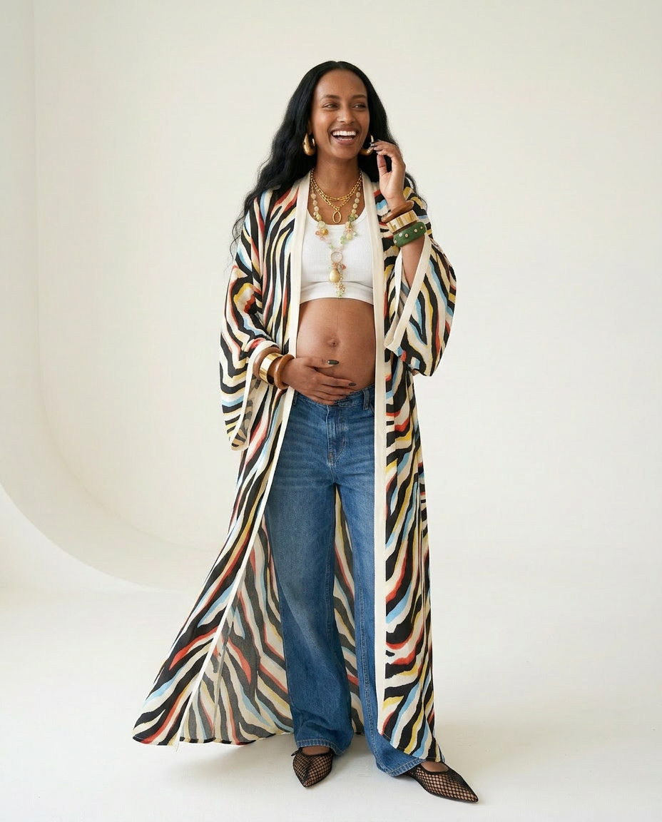 Vibrant Printed Maxi Kimono