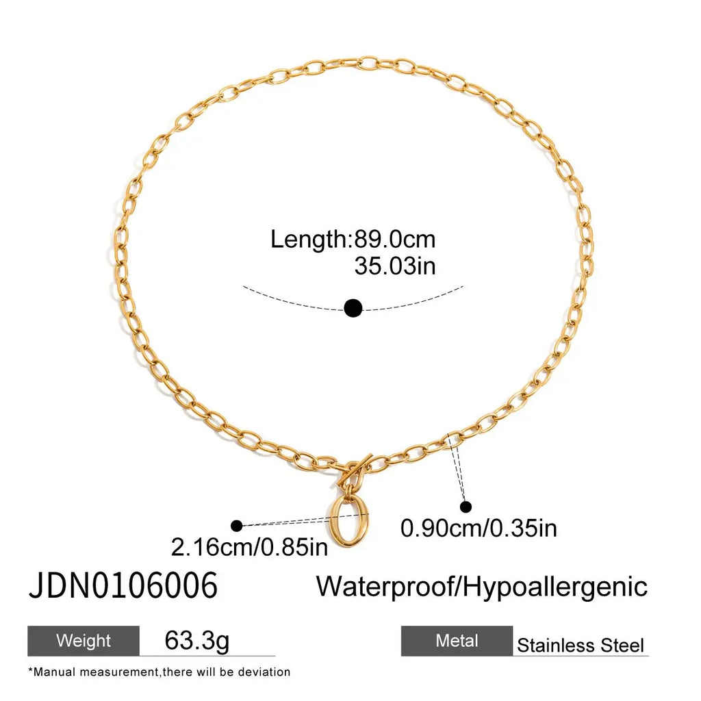 Empowered Gold Layered Oval Necklace