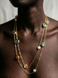 Magnetic Gold Beaded Pearl Necklace