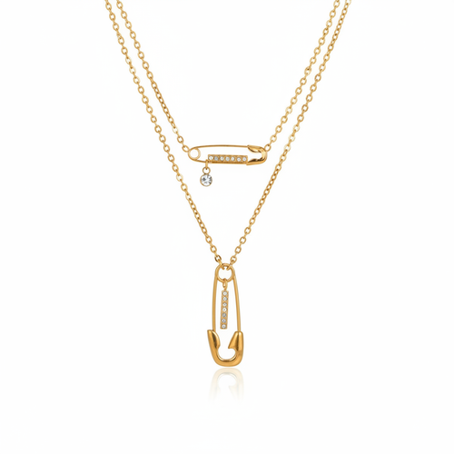 Bold Gold-Plated Layered Pendant Necklace