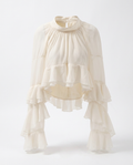 Radiant Mesh Lace Flare Blouse