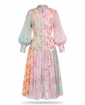 Vibrant Printed Pleated Maxi Dress