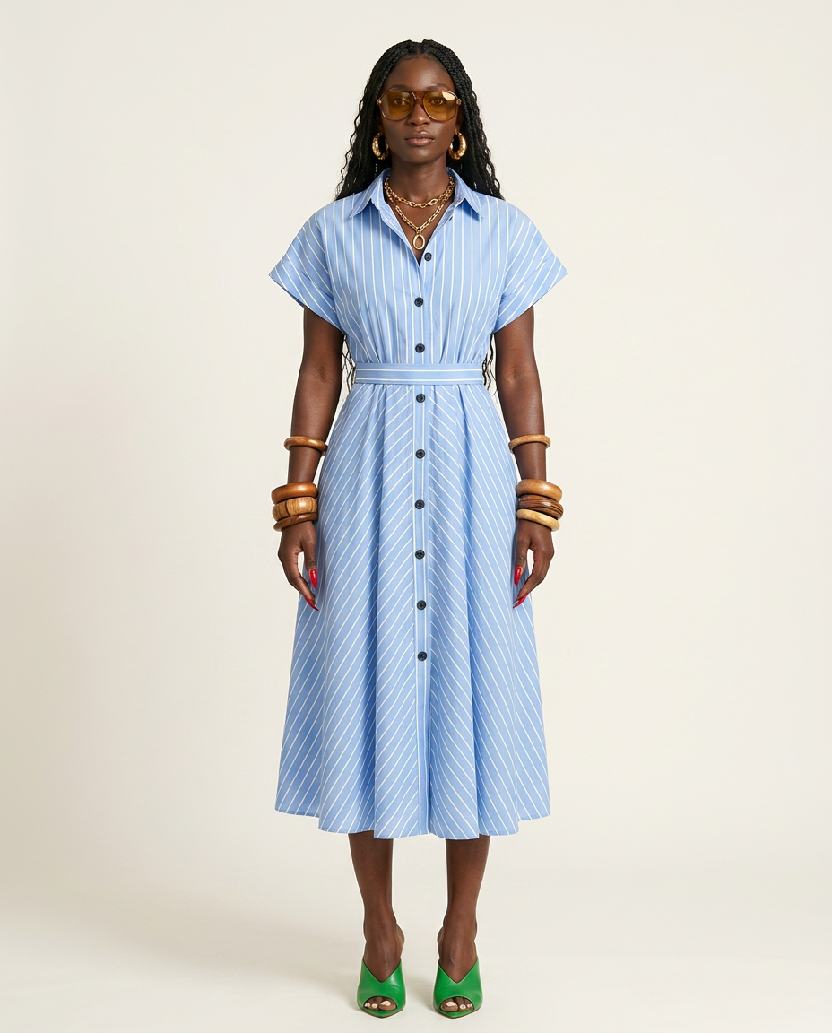 Free Spirit Striped Button Maxi Dress